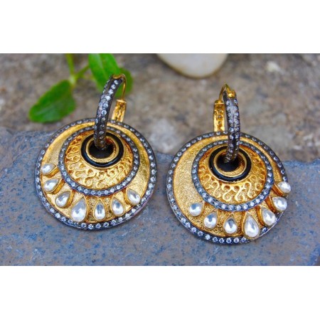 Overlay Gold Victorian Edged Earrings